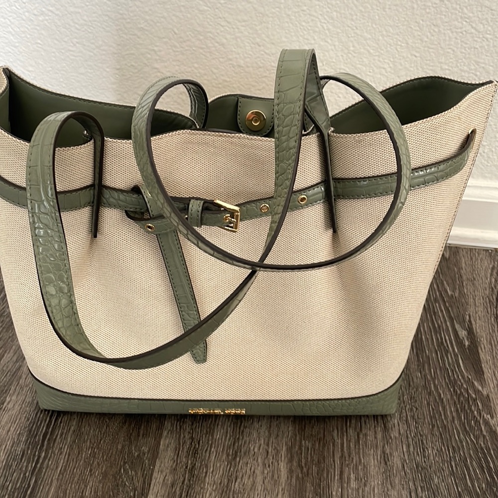 Michael Kors Emilia Large bag, canvas and leather Green